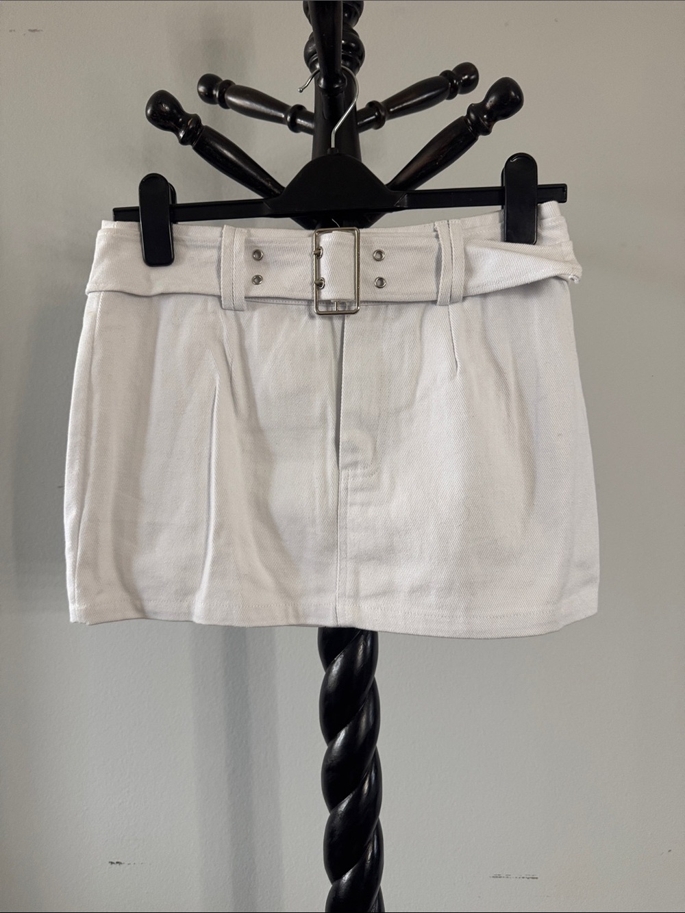 White Fox Boutique White Belted Mini Skirt
